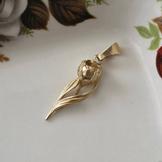 Vintage 14k gouden hanger tulp