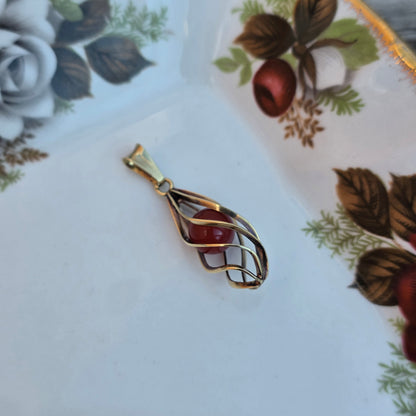 Vintage 14k gouden hanger carneool