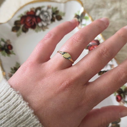 Vintage 14k gouden zegelring diamant