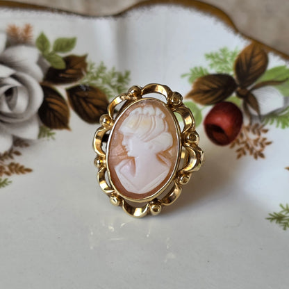 Vintage 14k gouden ring met camee