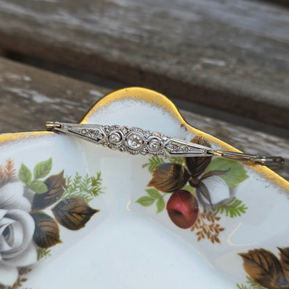 Antieke 14k wit gouden Art Deco diamanten armband