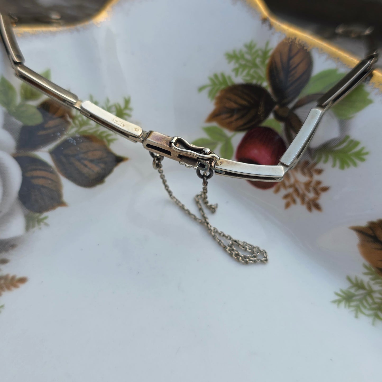 Antieke 14k wit gouden Art Deco diamanten armband