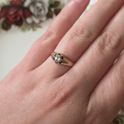 Antique 14k gold belcher ring with rose-cut diamond
