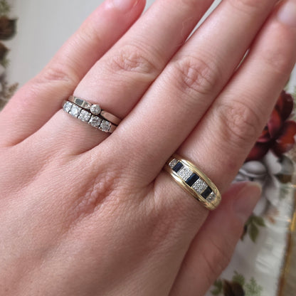 Vintage 14k witgouden ring met 5 diamanten 0.5ct