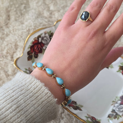 Vintage 14k gouden armband larimar