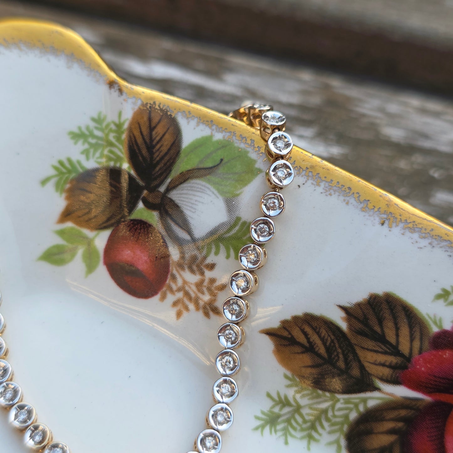 Vintage 14k wit gouden diamant tennisarmband