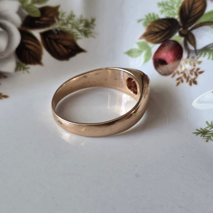 Antieke 14k gouden gypsy bombe ring old European cut diamant 0.4ct