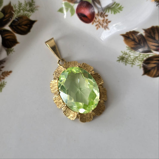 Vintage 14k gouden hanger groene spinel