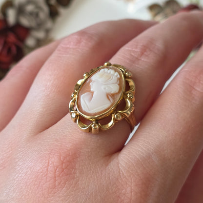Vintage 14k gouden ring met camee