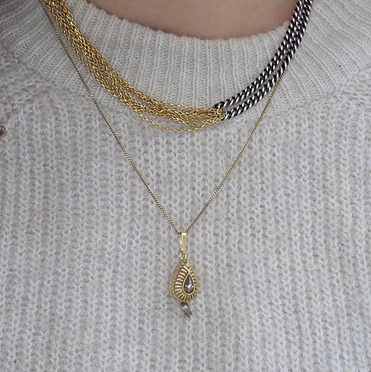 Antieke 14k gouden hanger roosdiamant