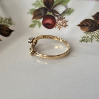 Vintage 14k gouden ring diamant 0.1ct