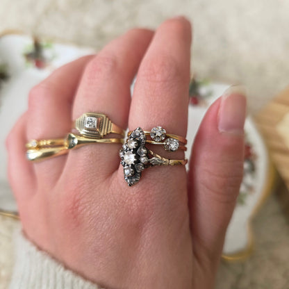 Vintage 14k gouden solitair verlovingsring diamant 0.02ct