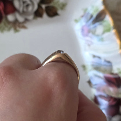 Antieke 14k gouden gypsy bombe ring old European cut diamant 0.4ct