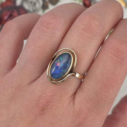 Vintage 9k ring met opaal