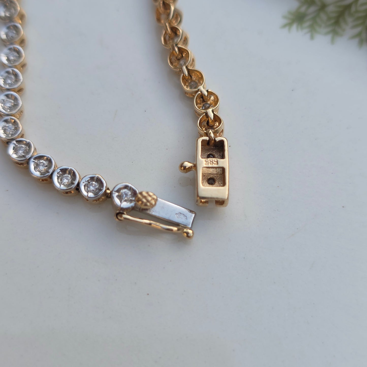 Vintage 14k wit gouden diamant tennisarmband