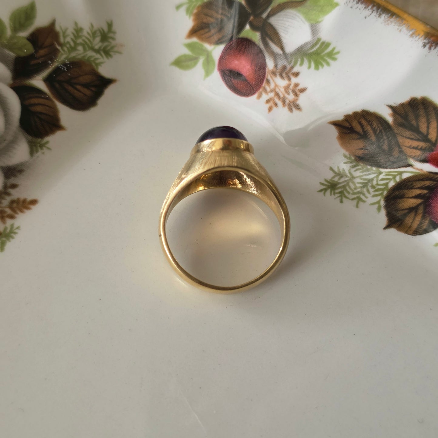Vintage 14k gouden zegel ring met amethist