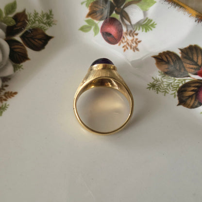 Vintage 14k gouden zegel ring met amethist