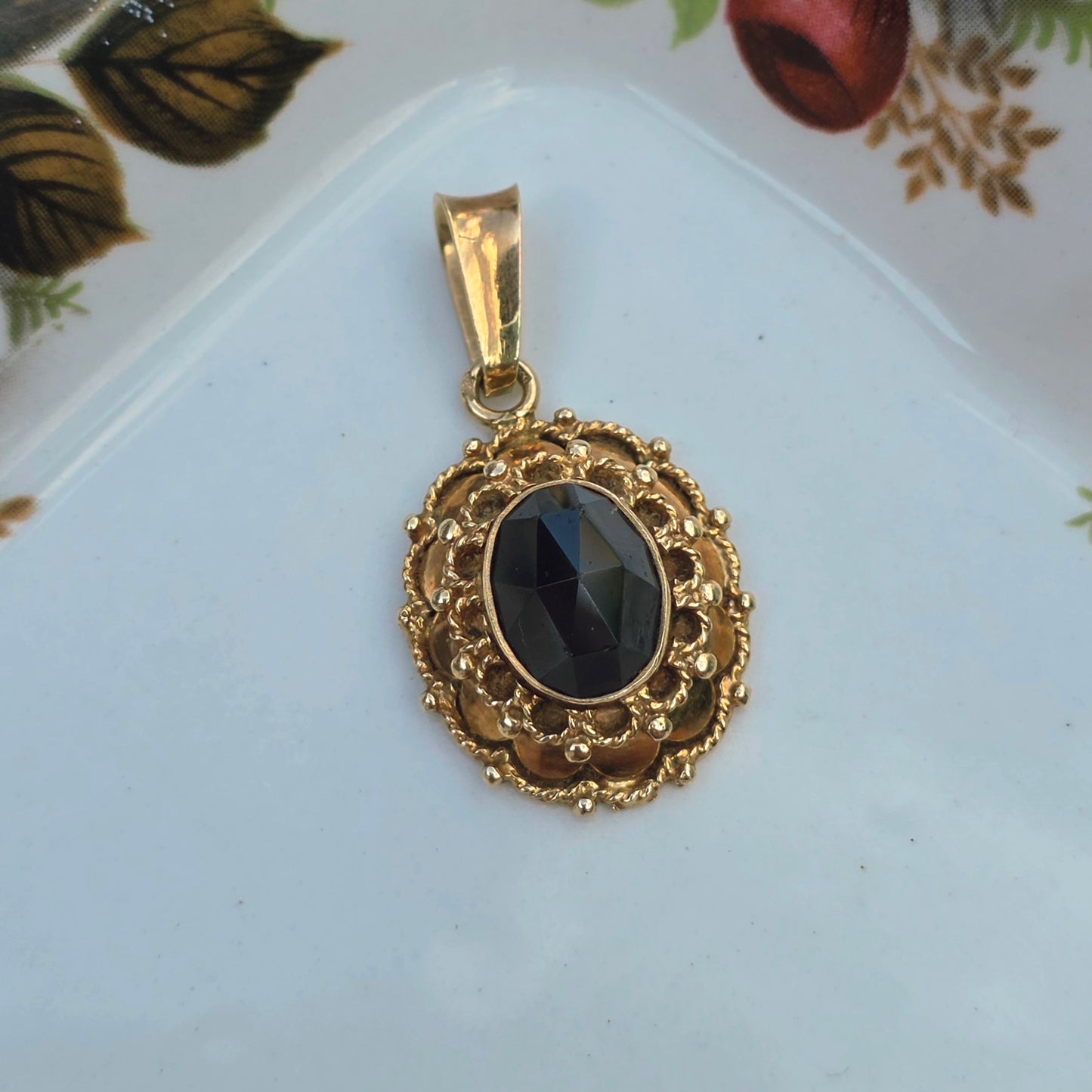 Vintage 14k gouden hanger granaat