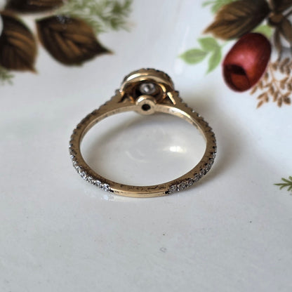 Vintage 9k verlovingsring diamant eternity halo