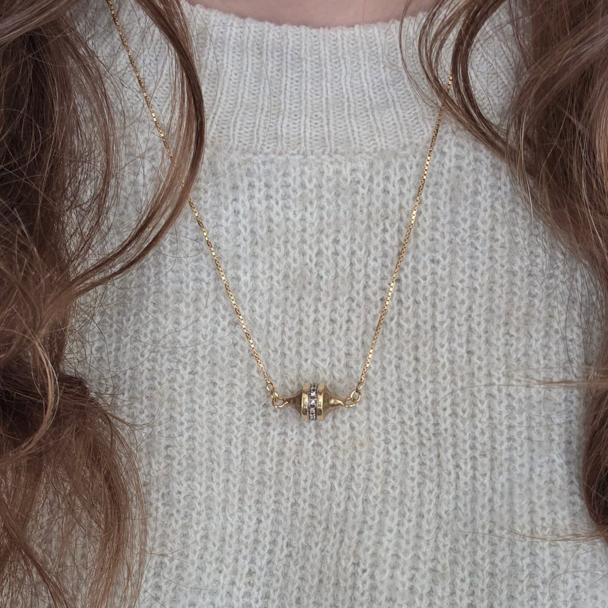 Vintage 14k gouden ketting met diamanten
