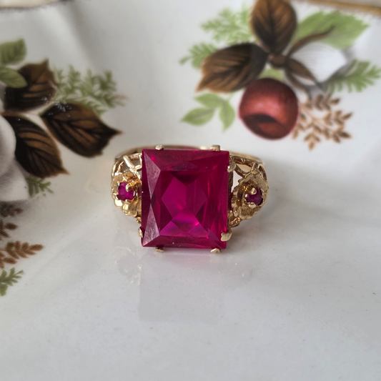 Vintage 14k gouden ring robijn