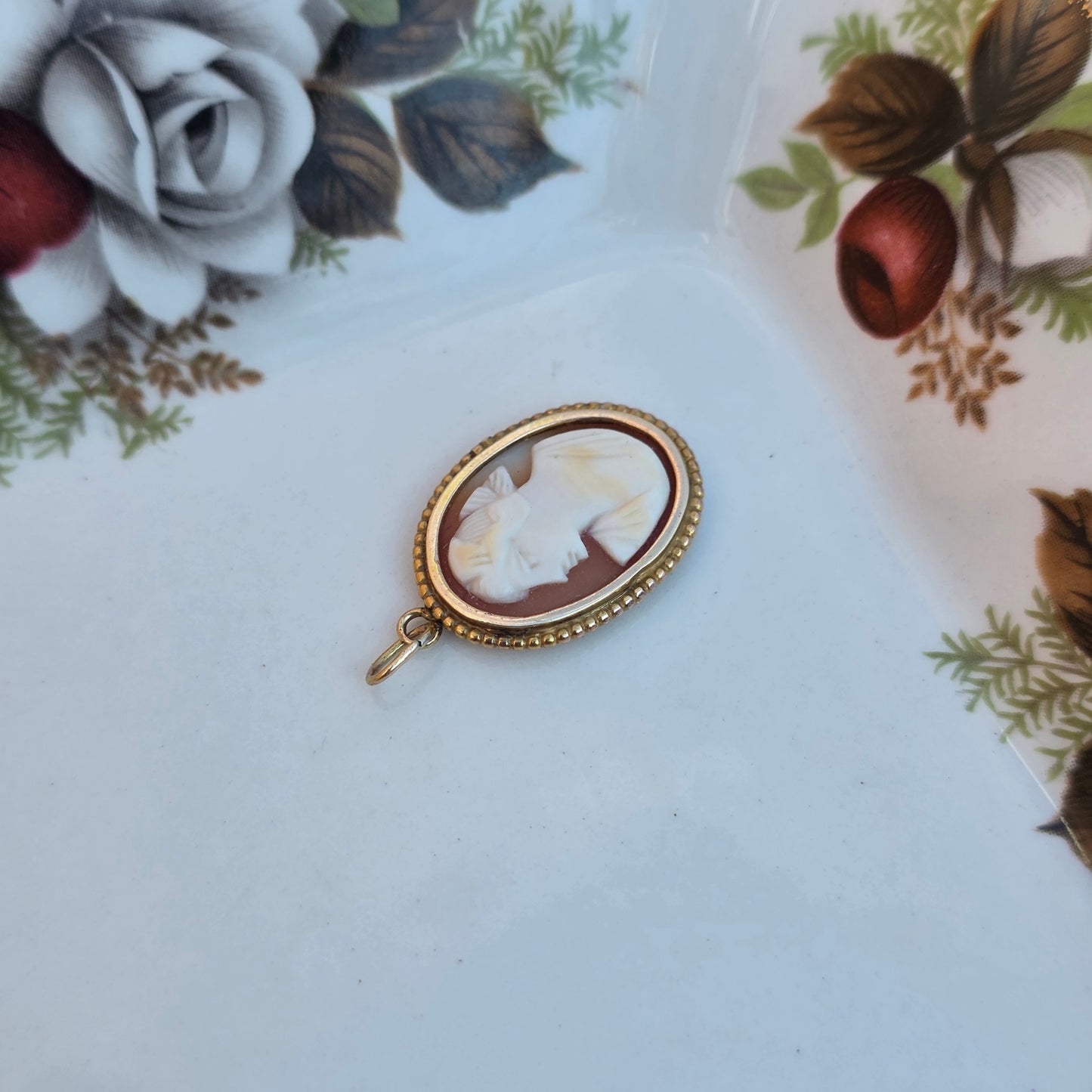 Vintage 14k gouden hanger camee