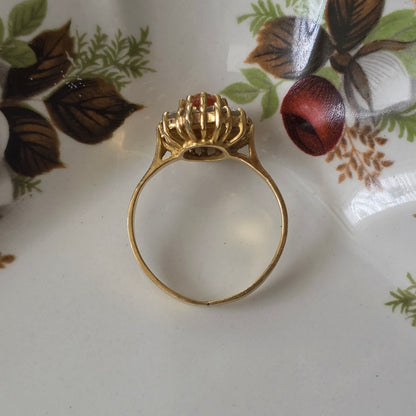 Vintage 18k gouden ring met citrien en kwarts