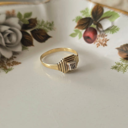 Vintage 14k gouden Art Deco ring diamant 0.03ct