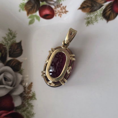 Vintage 14k gouden hanger toermalijn en diamant