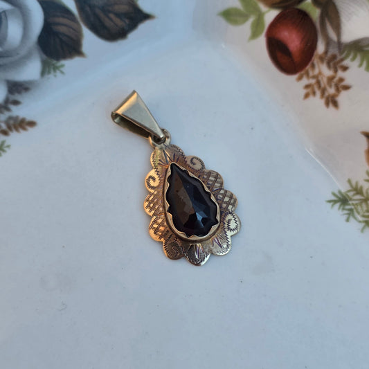 Vintage 14k gouden hanger granaat