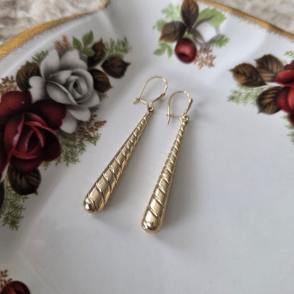 Vintage 14k gouden oorhangers swirl