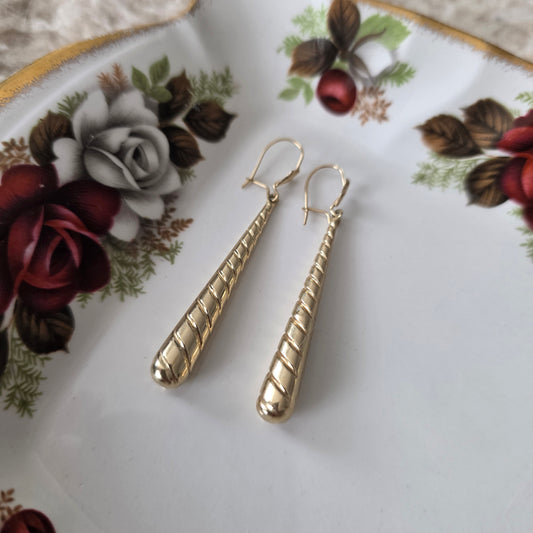 Vintage 14k gouden oorhangers swirl