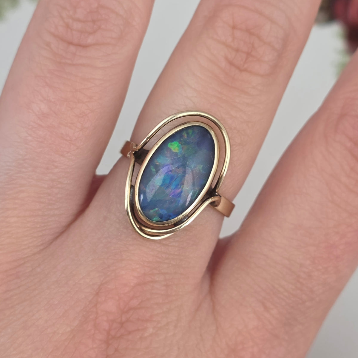 Vintage 9k ring met opaal