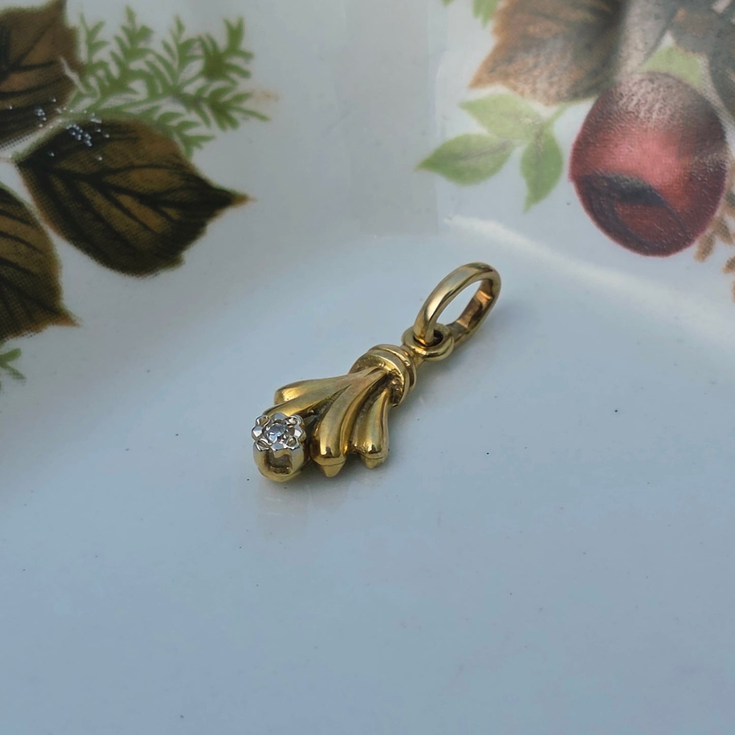 Vintage 14k gouden hanger diamant