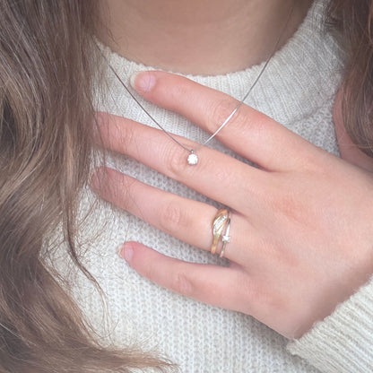 Vintage 14k gouden ring met diamantjes