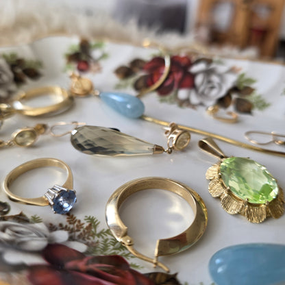 Vintage 14k gouden oorhangers citrien