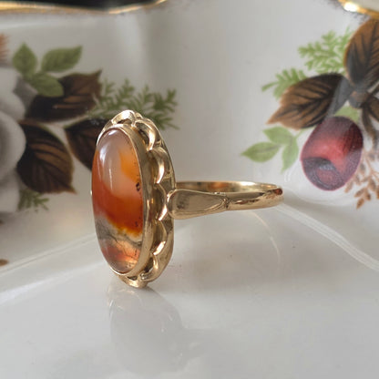 Vintage 14k gouden ring met mosagaat