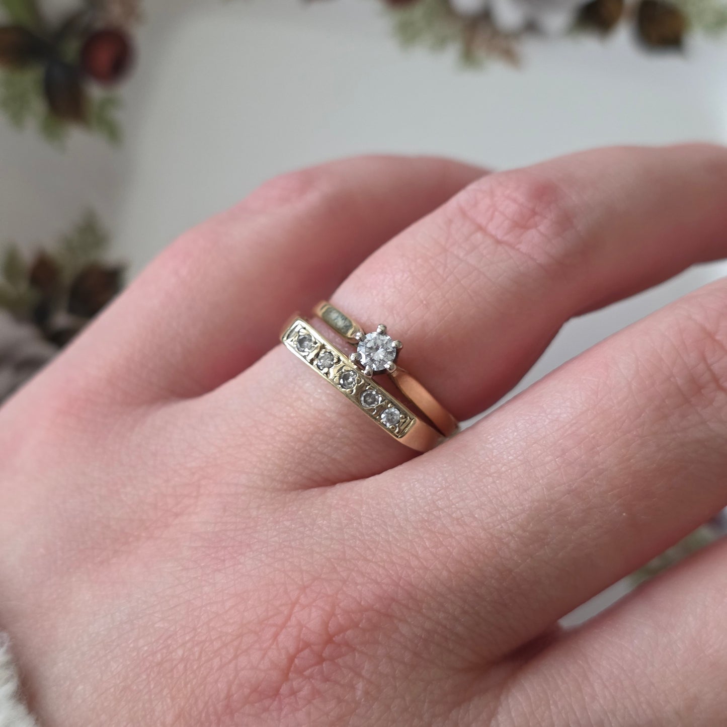 Vintage 14k gouden solitair verlovingsring diamant 0.15ct