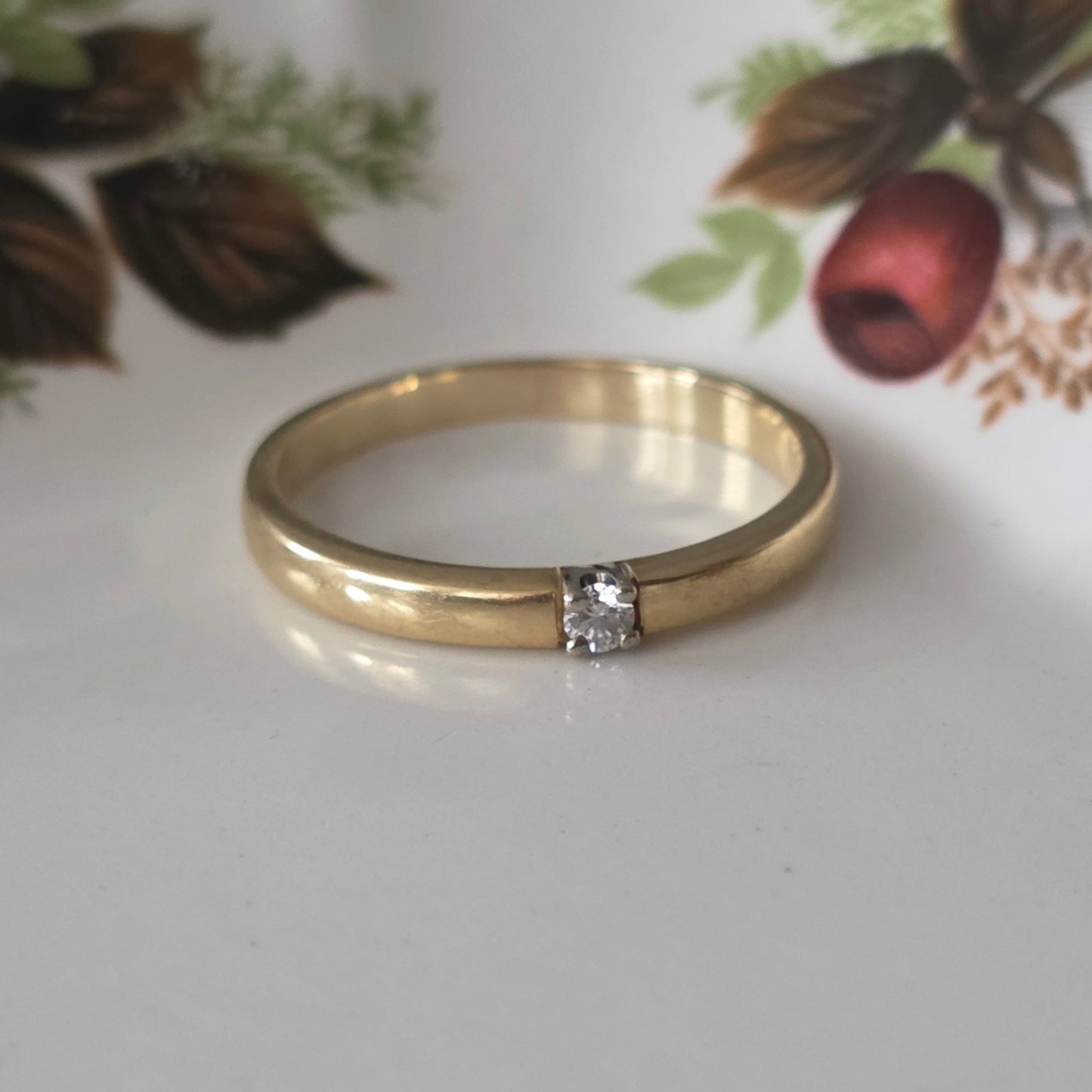 Vintage 14k gold solitair wedding ring diamond 0.05ct