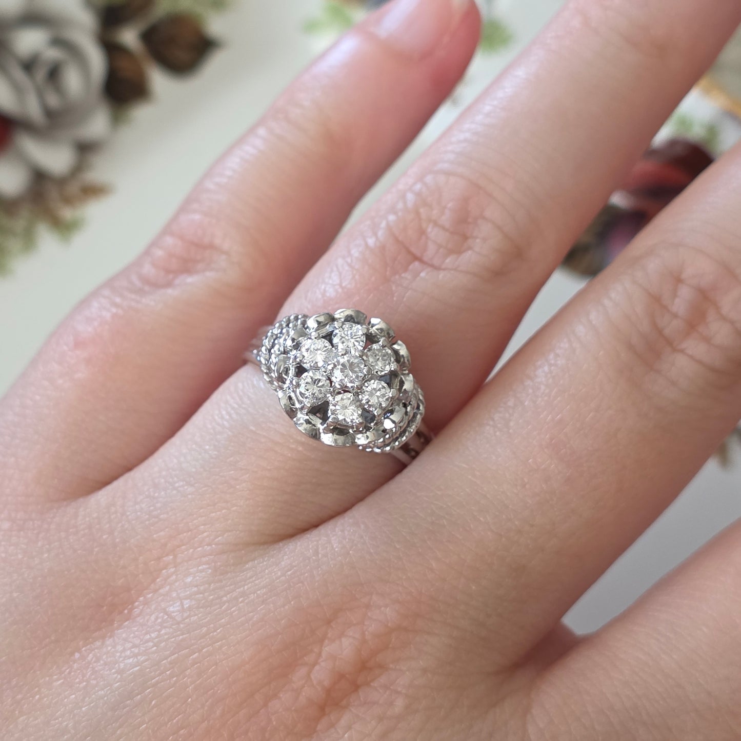 Vintage 18k witgouden ring met diamanten 0.56ct