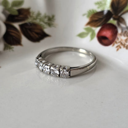 Vintage 14k witgouden ring met 5 diamanten 0.5ct