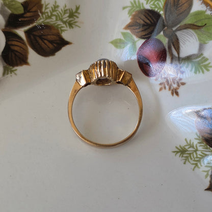 Vintage 14k gouden ring met ster saffier en diamanten