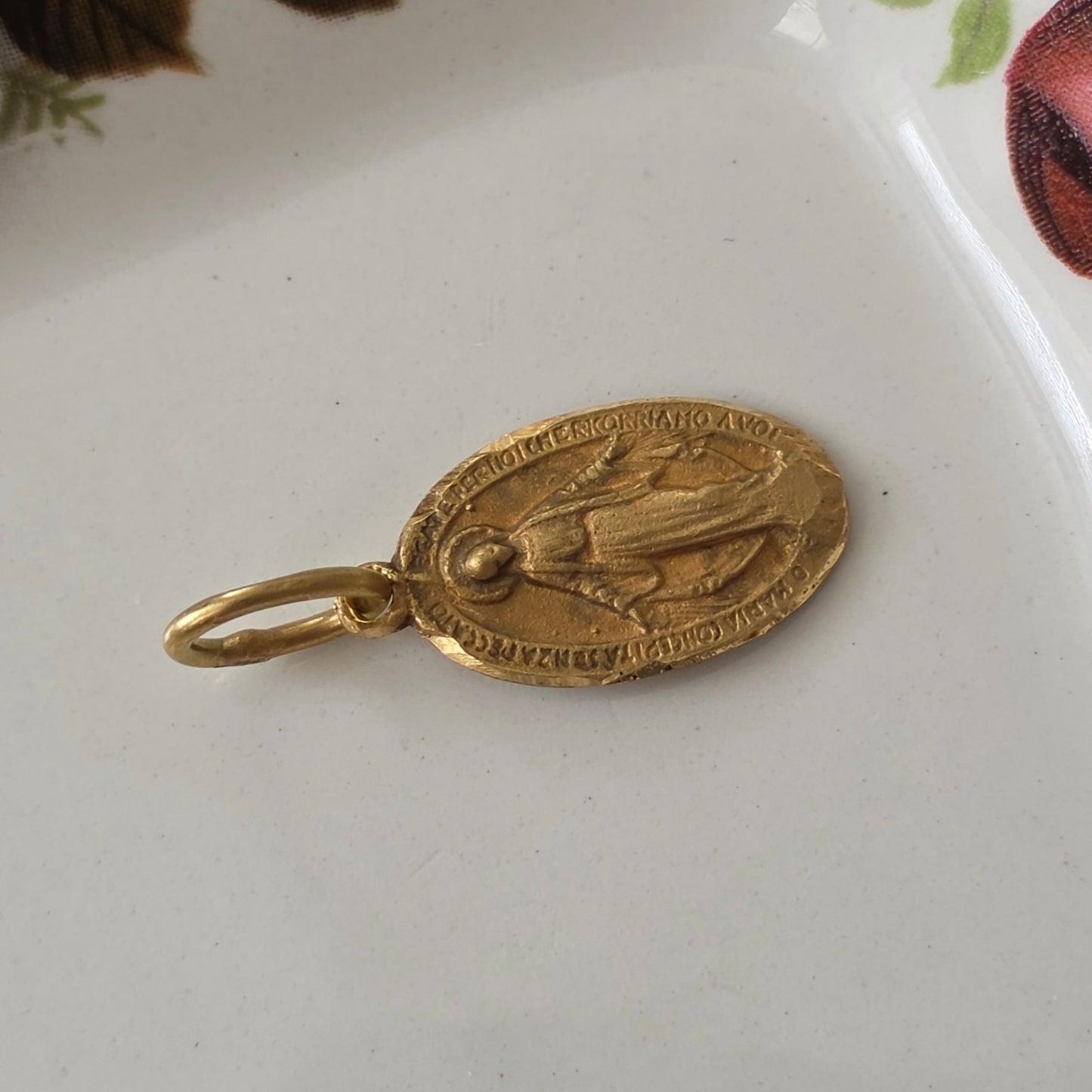 Antieke 18k gouden hanger Maria wonderbaarlijke medaille