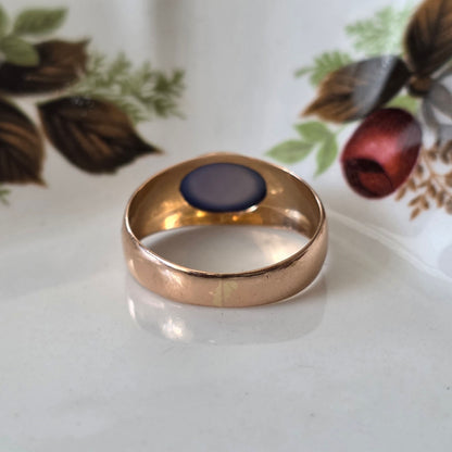 Vintage 18k gouden ring chalcedoon