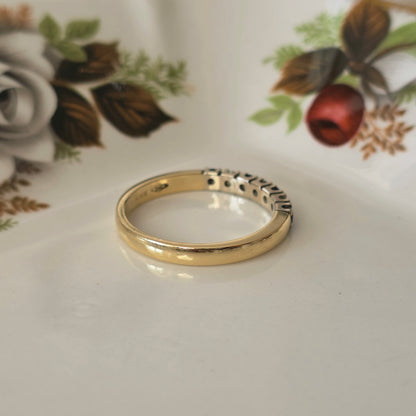 Vintage 14k gouden ring met saffier en diamant 0.12ct