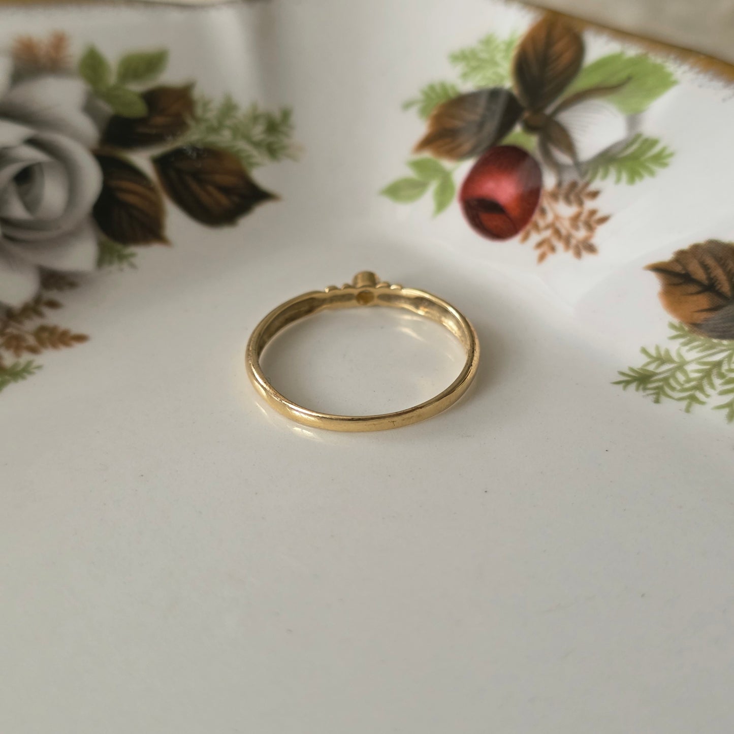 Vintage 14k gouden solitair ring diamant 0.01ct