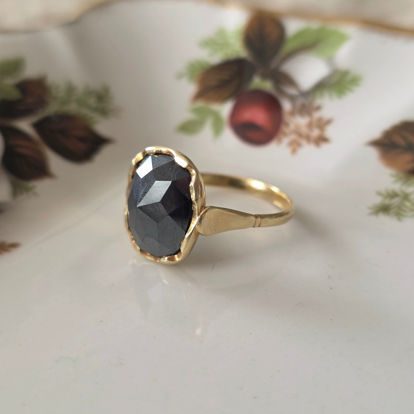 Vintage 14k gouden ring hematiet