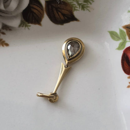 Antieke 14k gouden hanger peer roosdiamant