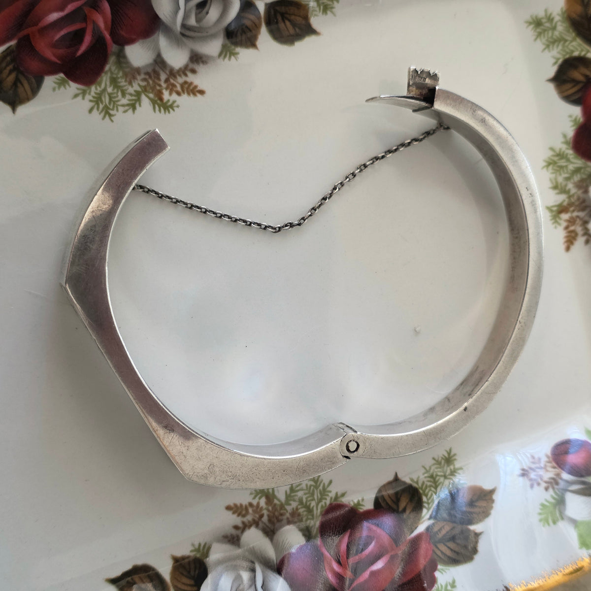 Vintage zilveren bangle gravure
