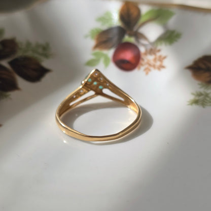 Vintage 18k ring met diamant en smaragd